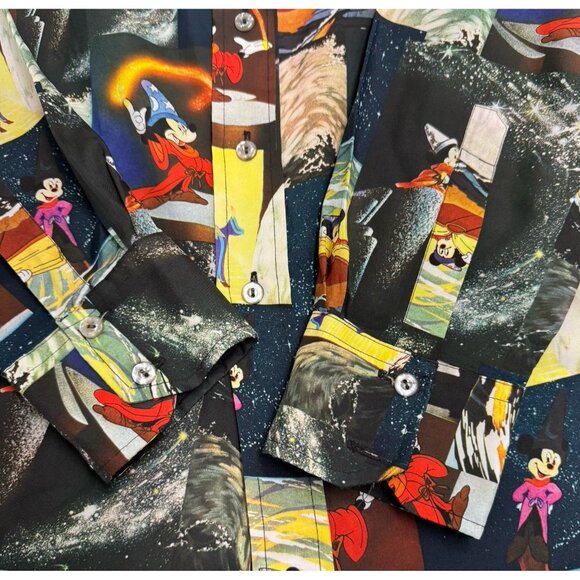 VTG 70s Kennington Mens XL Disney Mickey Mouse Fantasia Button Up Disco Shirt - Picture 7 of 7